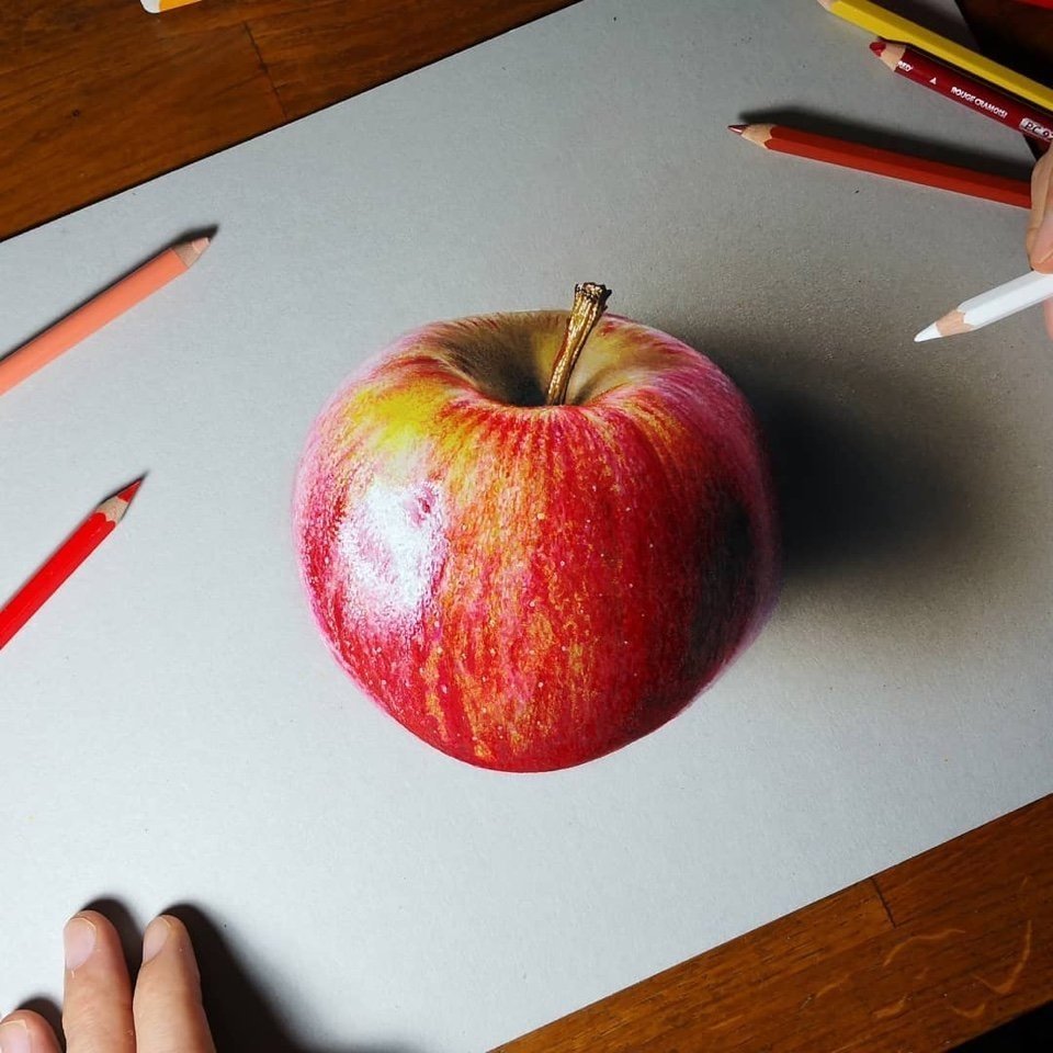 3d яблоко рисунок
