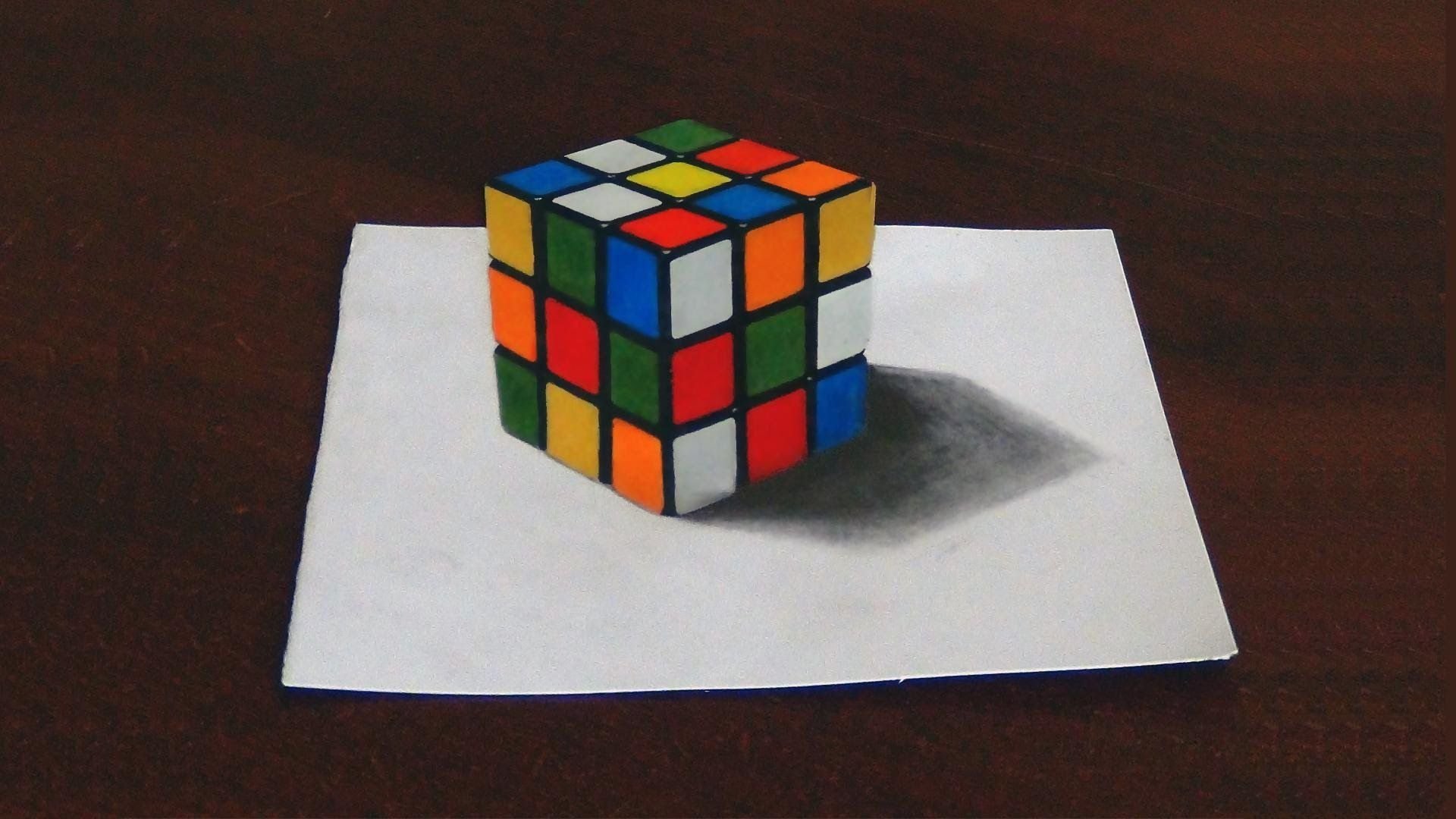3 Д кубик рубик на бумаге