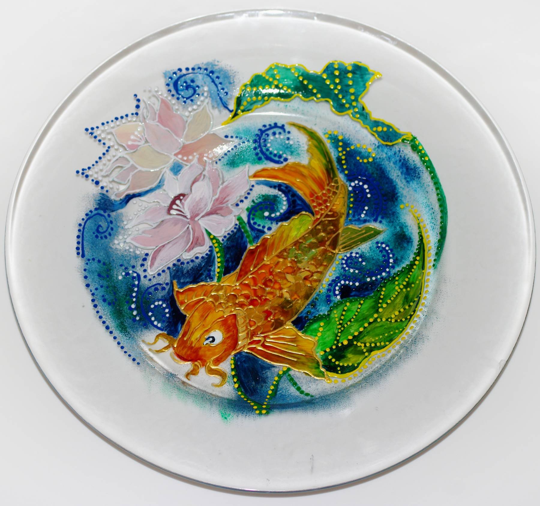 Расписная тарелка с рыбой