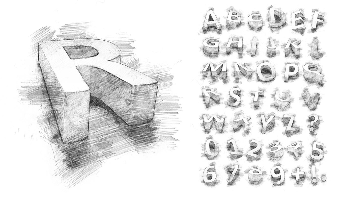Рисование объемных букв