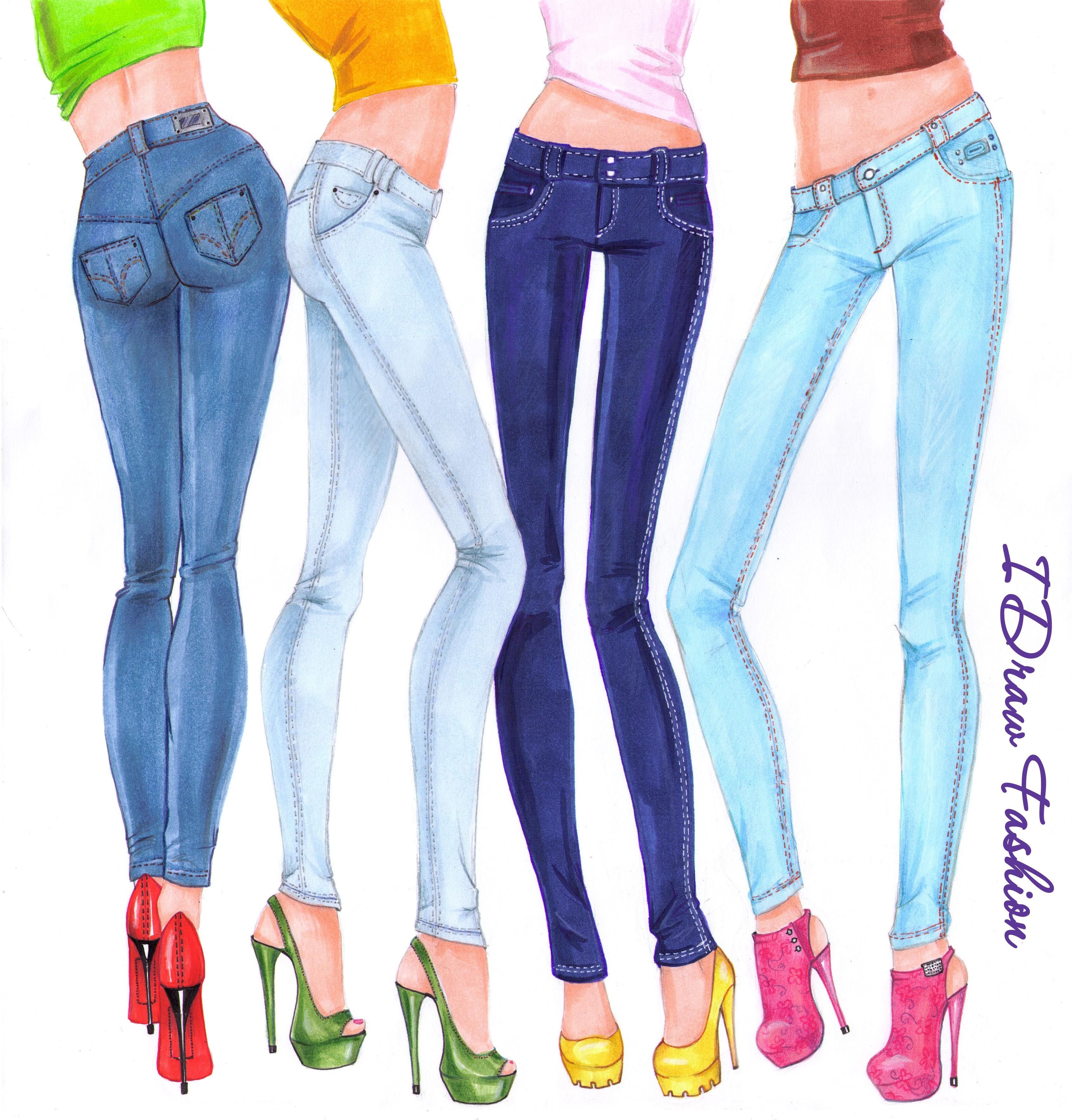 Рисование на джинсах женские