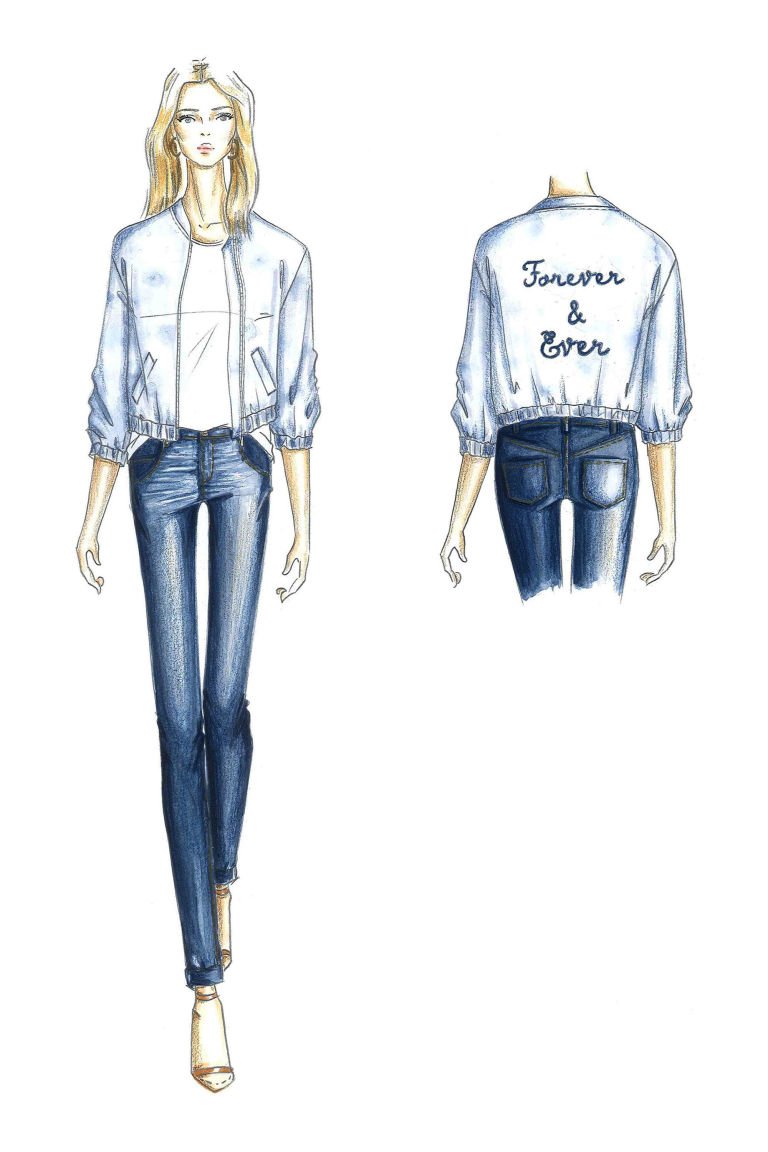 Эскиз джинсового стиля в одежде