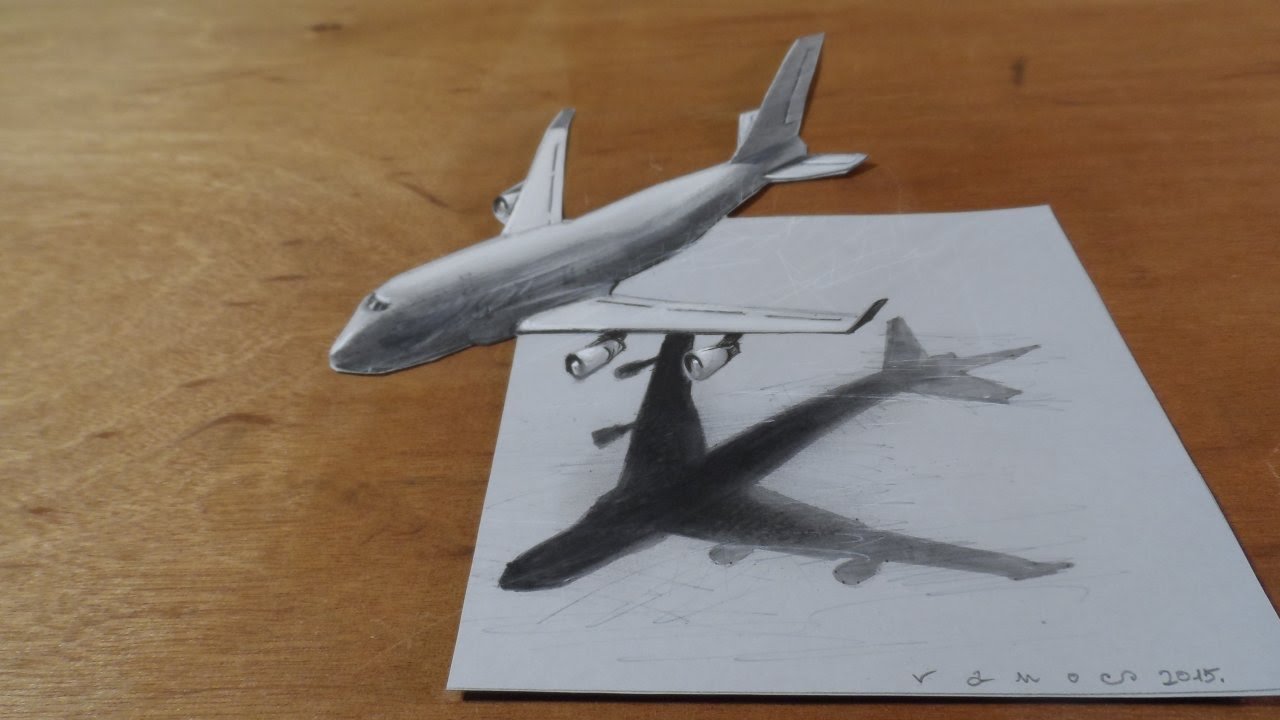 Объемный самолет рисунок