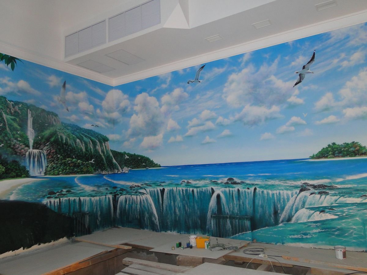 Роспись стен морской пейзаж