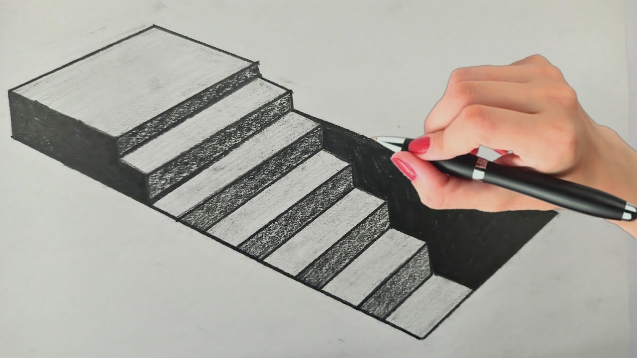 Рисунок 3 карандашей. Оптические иллюзии ручкой. Иллюзия лестницы на бумаге. Лайфаки для рисованием карандашом. Лайфхаки для рисования карандашом.