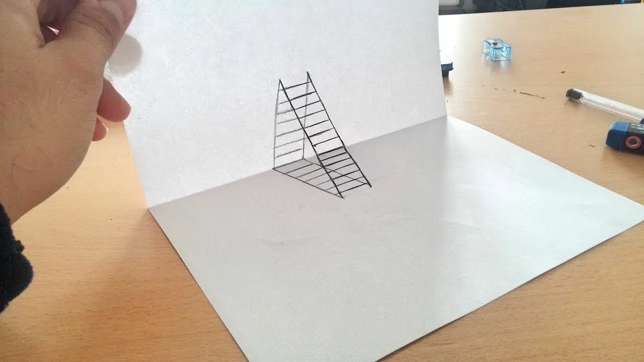 На таком же листе бумаги построили. Иллюзия на бумаге. Объёмные рисунки карандашом. Простые 3д рисунки. Лёгкие 3д рисунки.