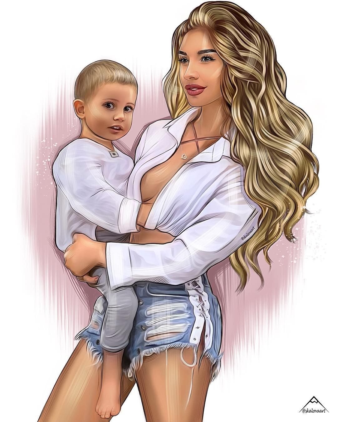 Девушка с ребенком иллюстрация