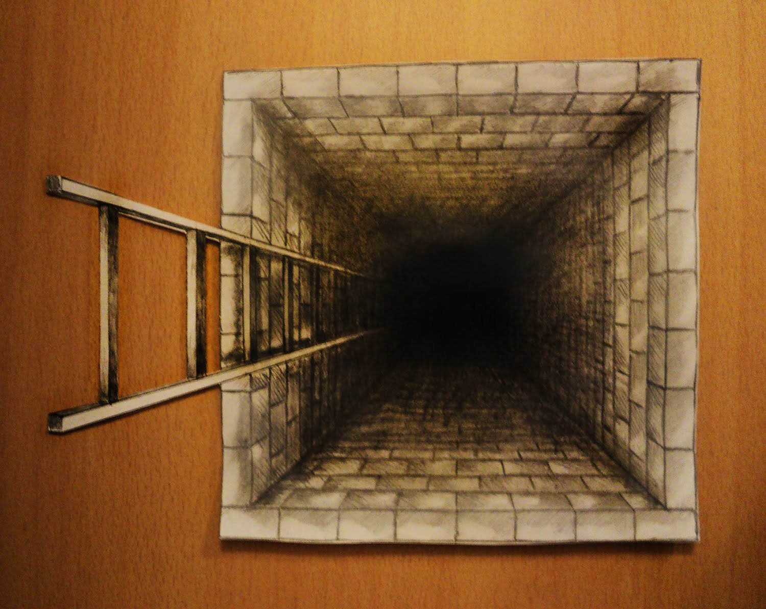 Оптическая иллюзия на стене