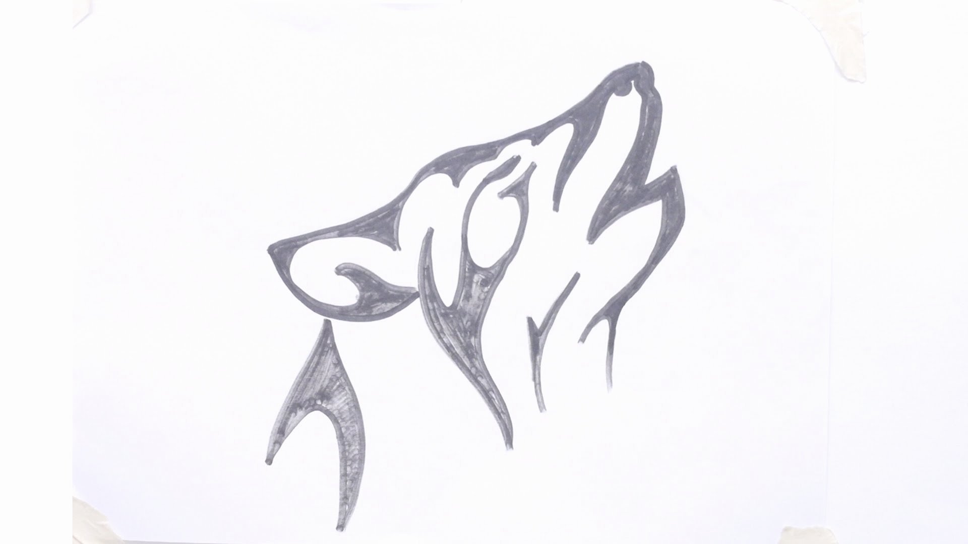 Граффити волк карандашом