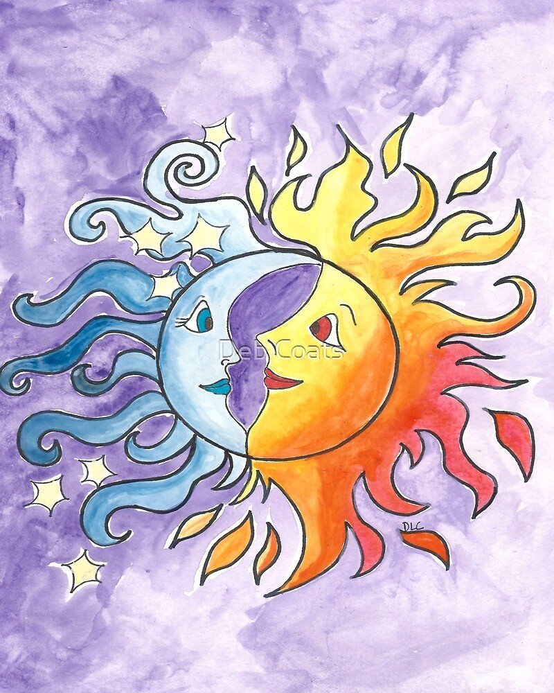Солнце и Луна мультяшные