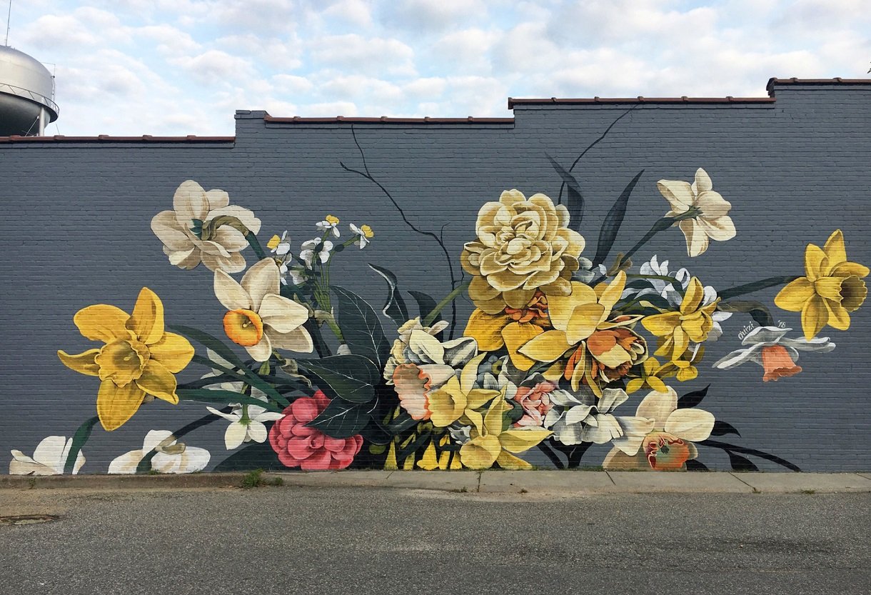 Граффити цветы на стене
