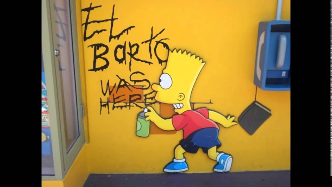 Барт симпсон рисует граффити