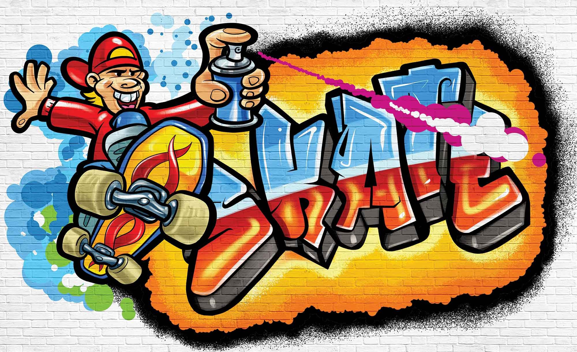 Скейтбордист граффити