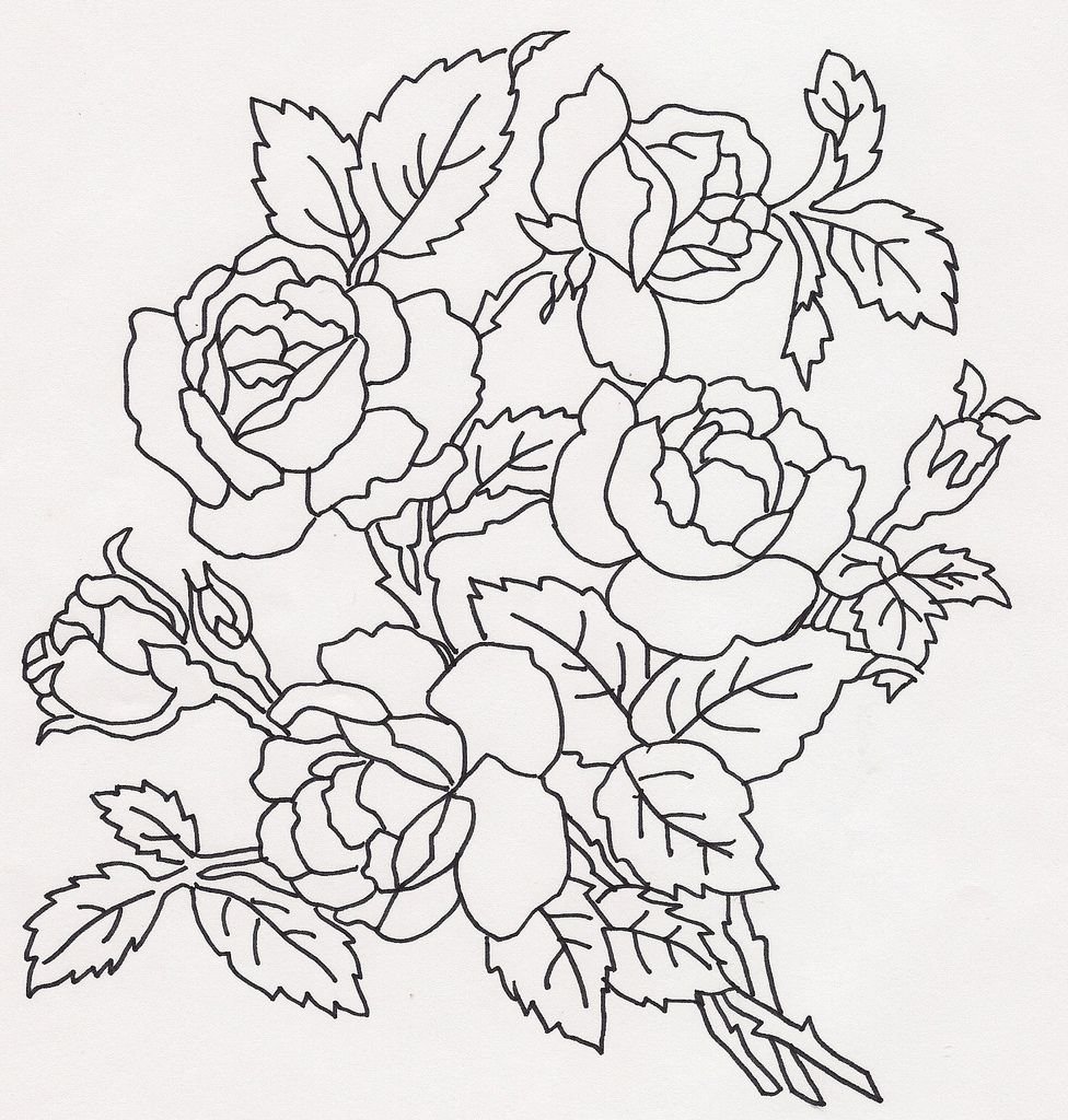 Схема вышивки гладью розы - 81 фото