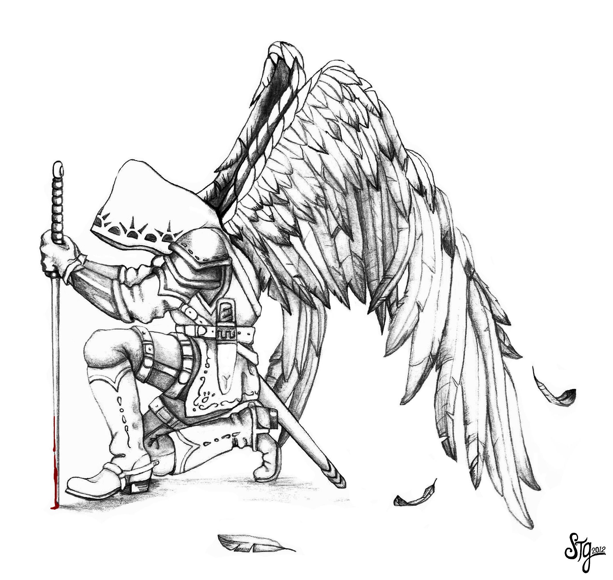 Воин с крыльями эскиз