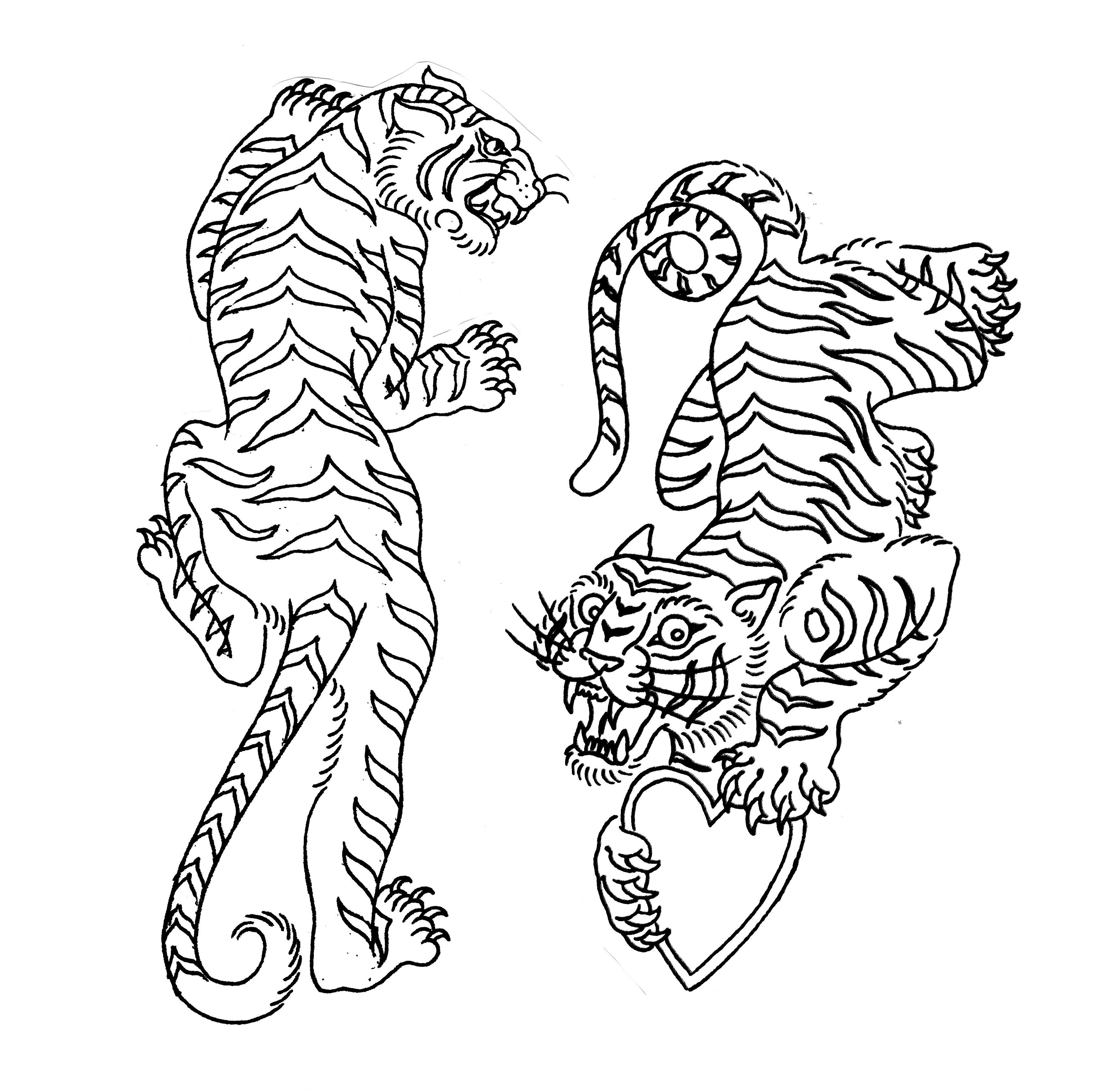 Рисунок тигра для тату