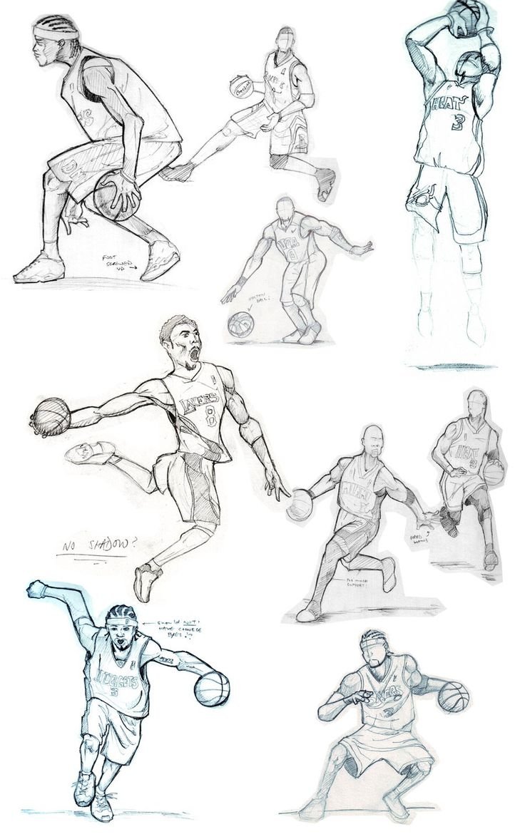 Позы баскетболистов для рисования