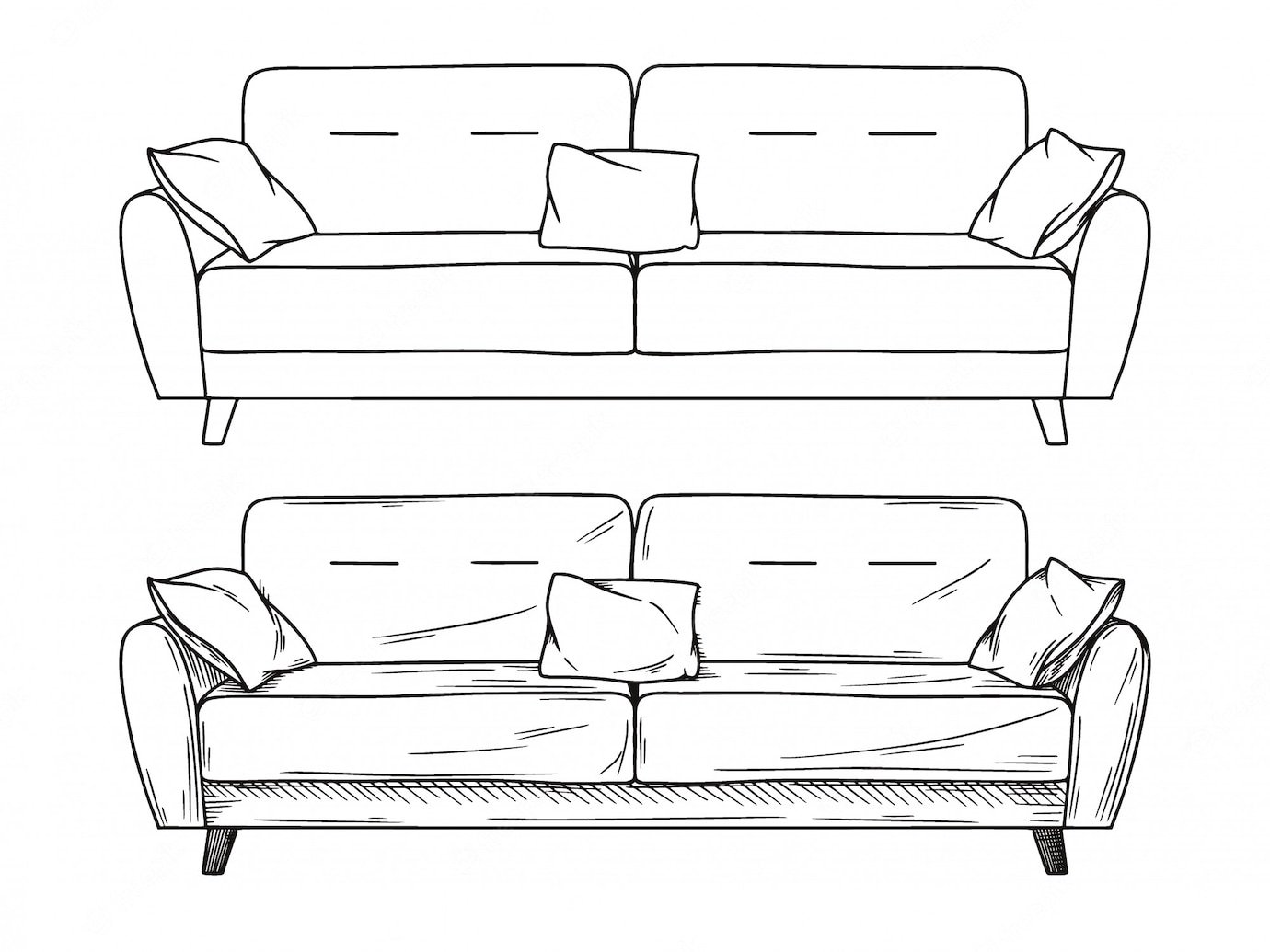 Набросок диван на белом фоне