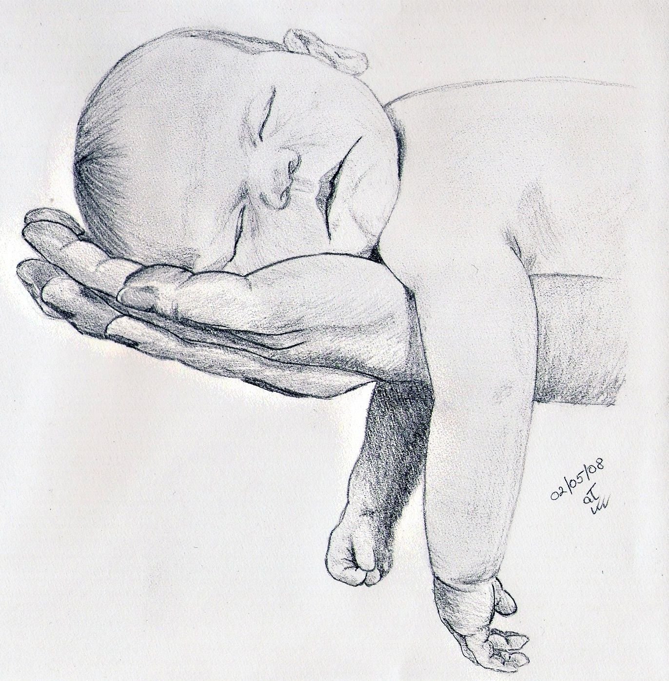 Нарисовать младенца карандашом
