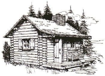 Бревенчатый дом карандашом