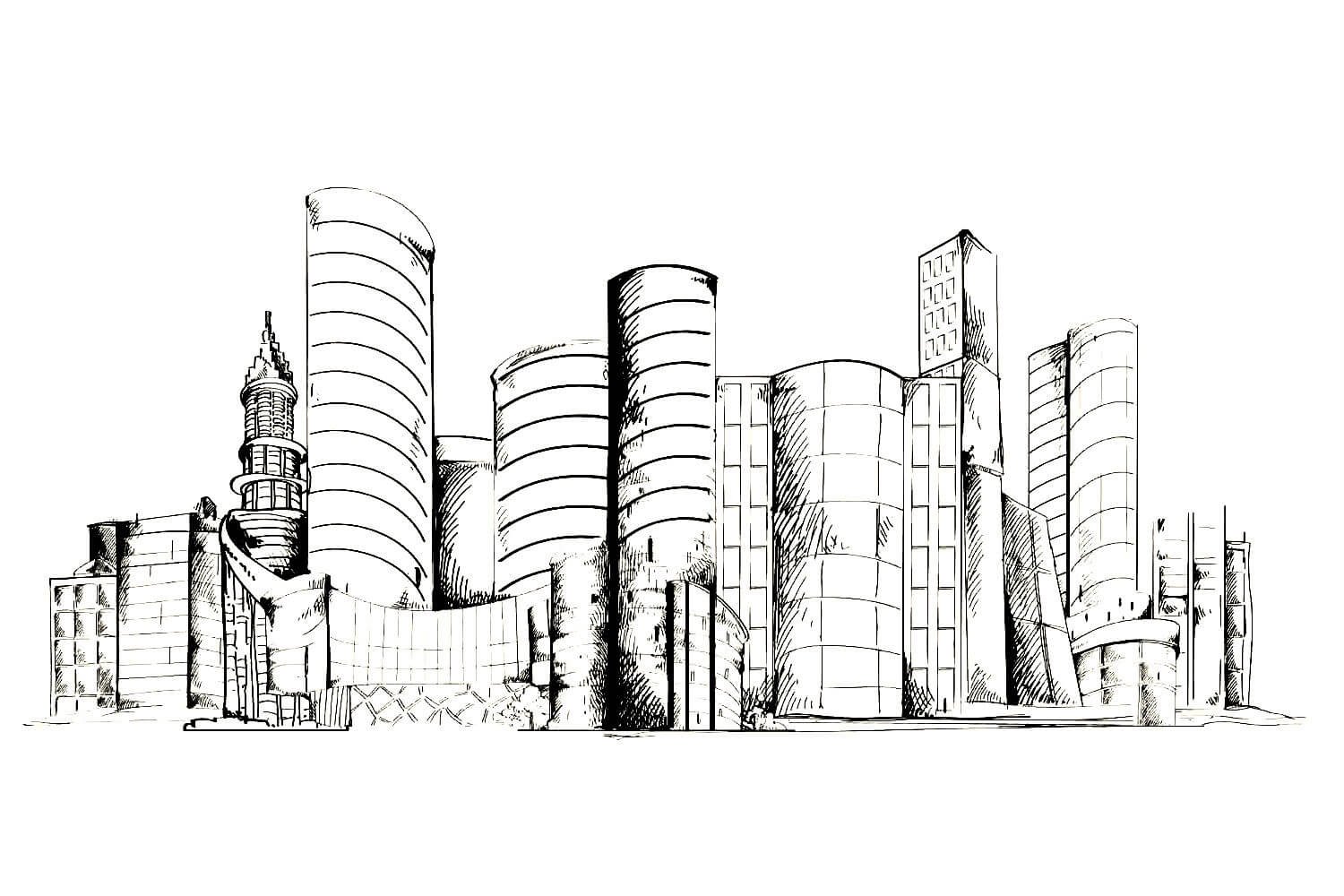 Эскиз современного города