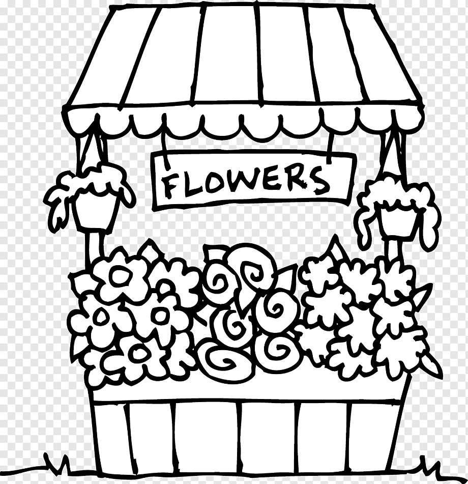 Раскраска магазин цветов