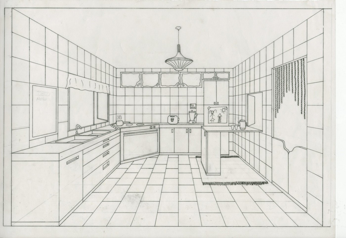 Эскиз интерьера кухни