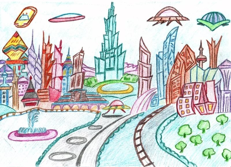 Фантастический город рисунок на изо 7 класс - 95 фото