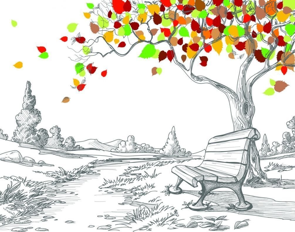 Эскиз рисунка на тему осень