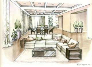Эскиз озеленения интерьера