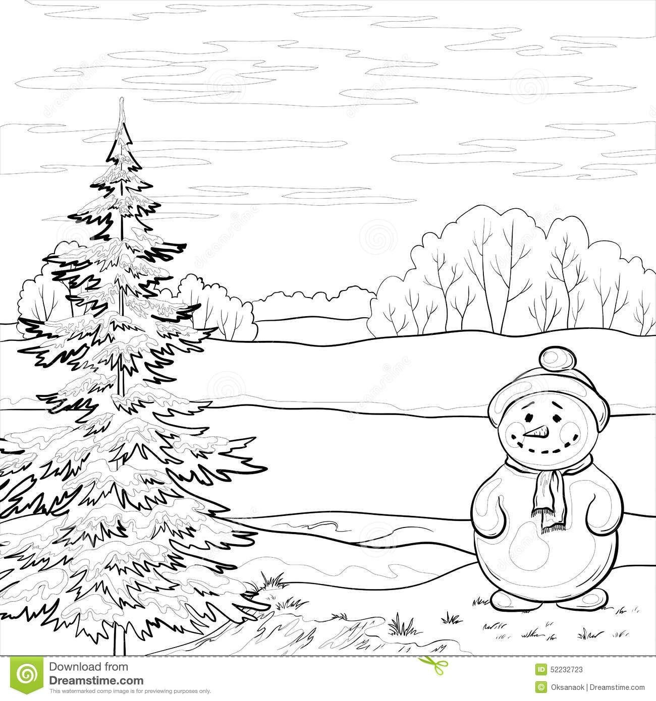 Эскиз рисунка на тему зима