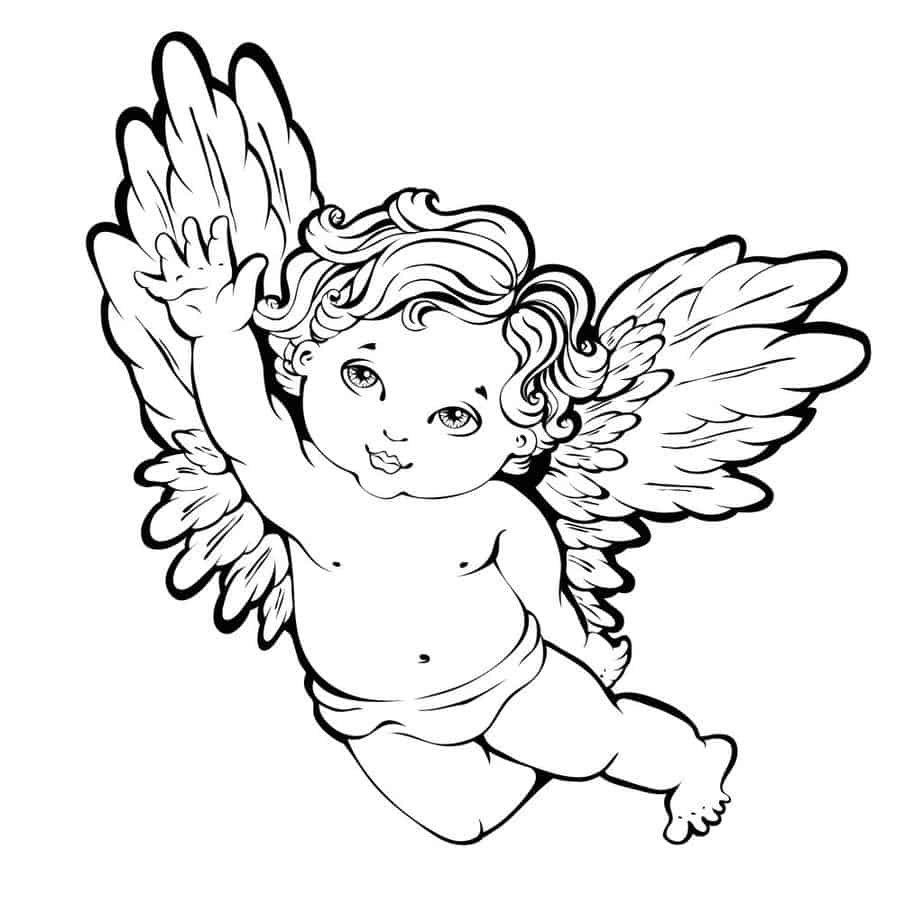 Эскиз ангелочка с крыльями
