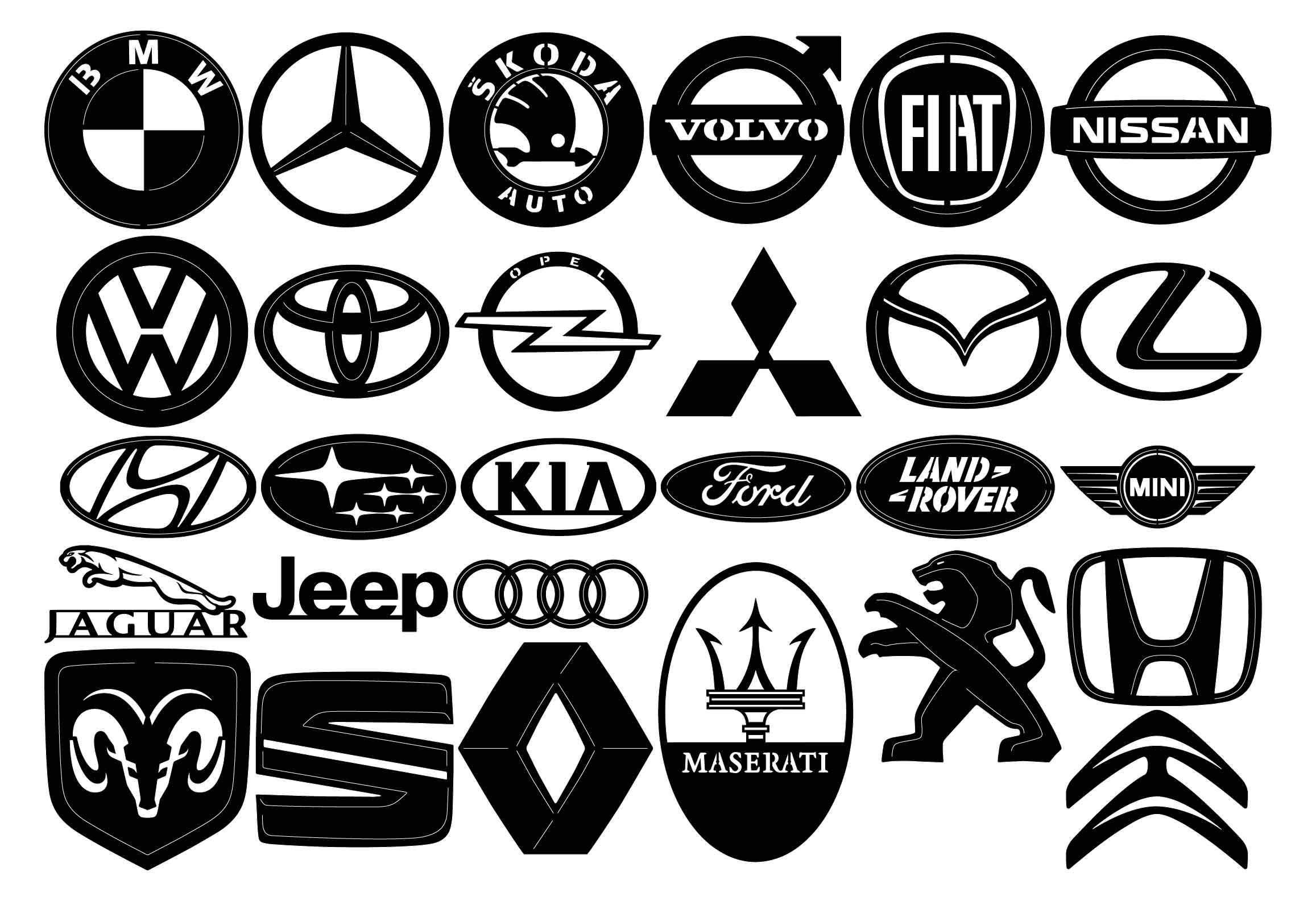Трафареты логотипов автомобилей