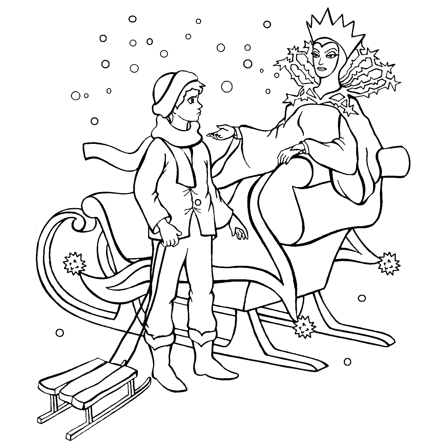 Иллюстрация к сказкам Андерсена раскраска Снежная Королева. Раскраска к сказке Снежная Королева для детей. Рисунок снежная королева 5 класс легко
