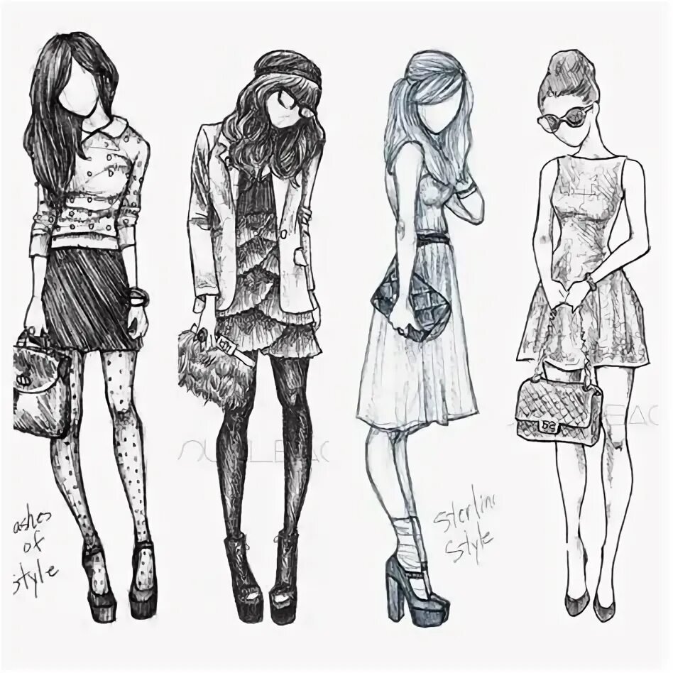 Нарисовать одежду для девочек модную - 98 фото