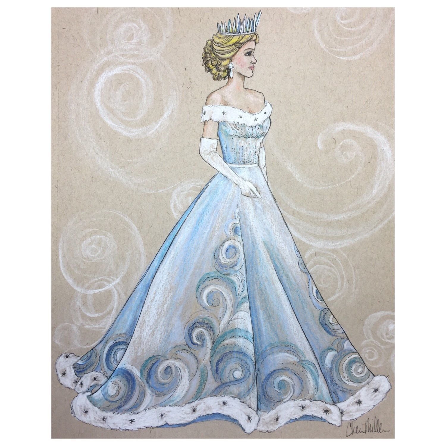 Платье снежной королевы нарисовать