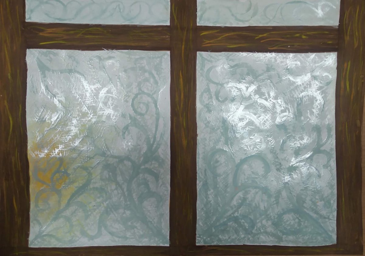 Морозные узоры на окне рисование