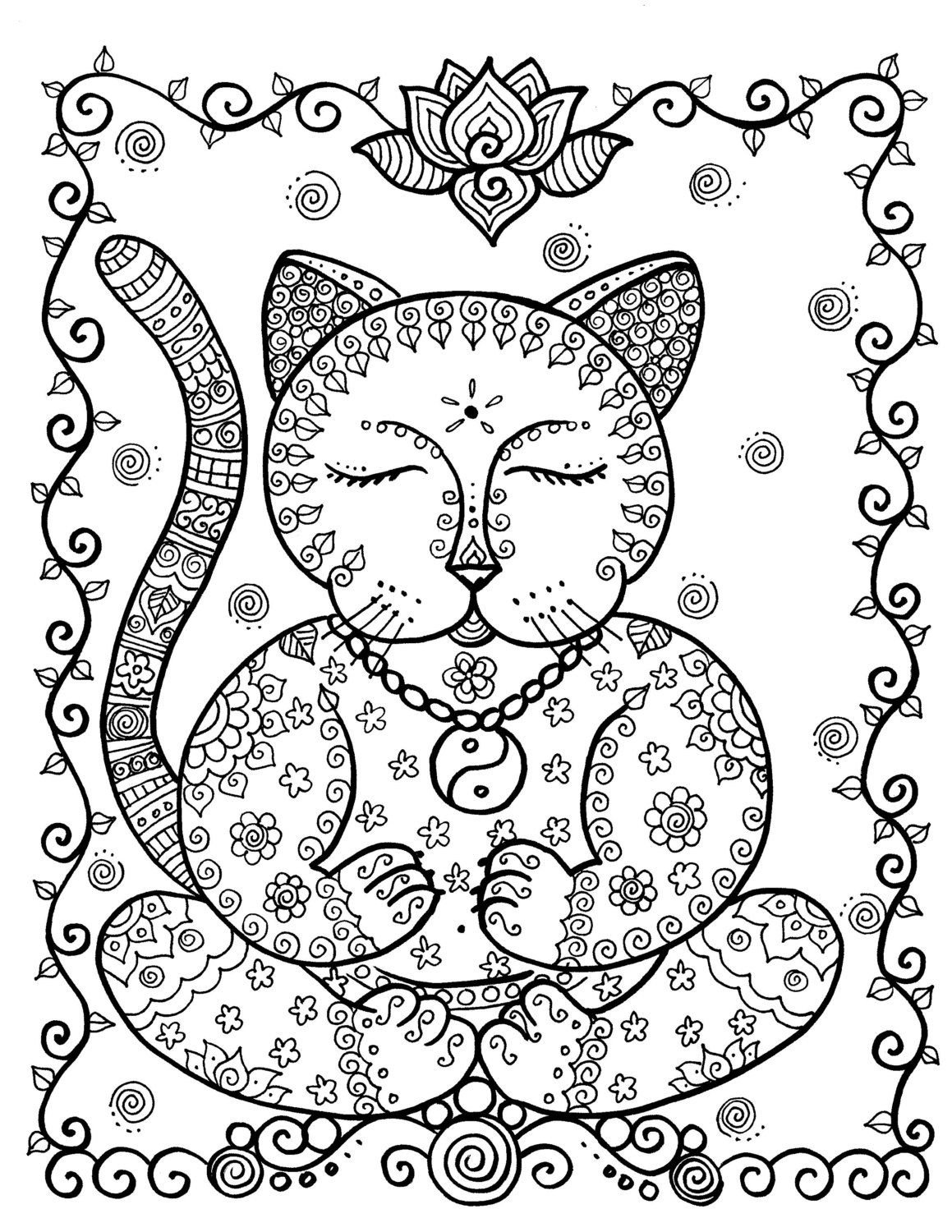 Раскраска Мандала котик