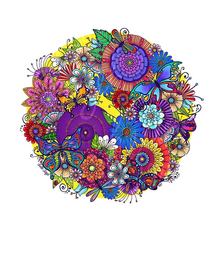 Раскраска антистресс в цвете