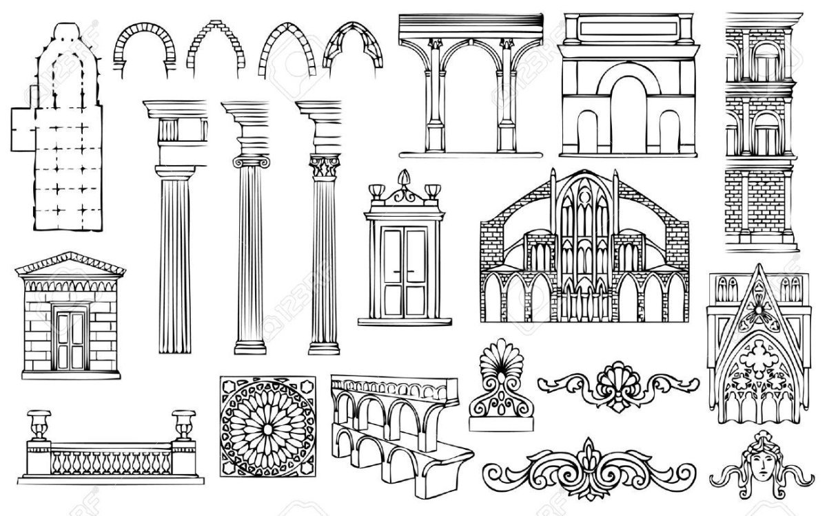 Архитектурные элементы фасада дворца