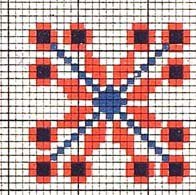 Русская народная вышивка на листе в клетку