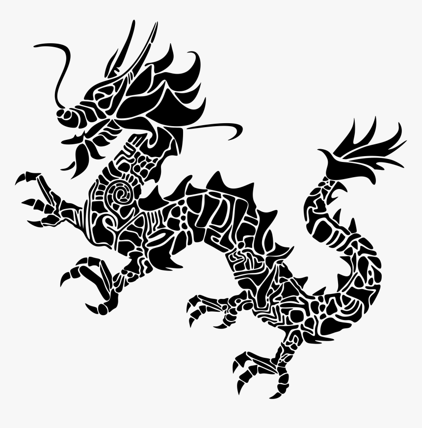 Год дракона вектор. Дракон трайбл Китай. Eastern Dragon монохромный. Дракон орнамент. Китайский орнамент.