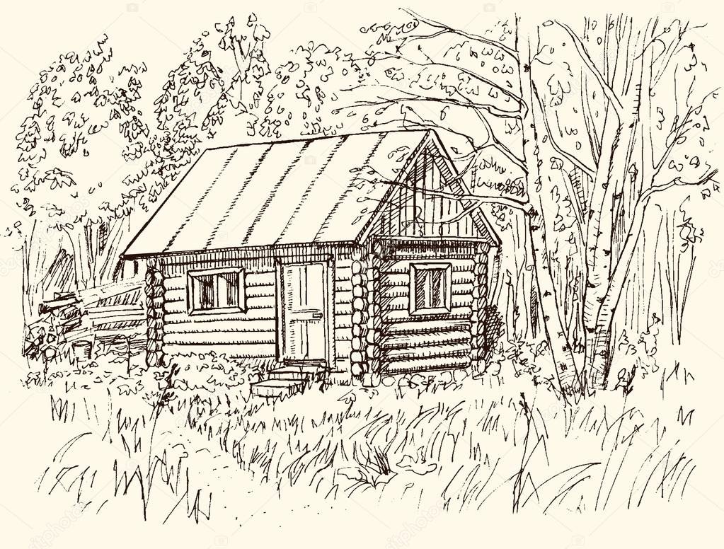 Деревенский домик раскрашенный