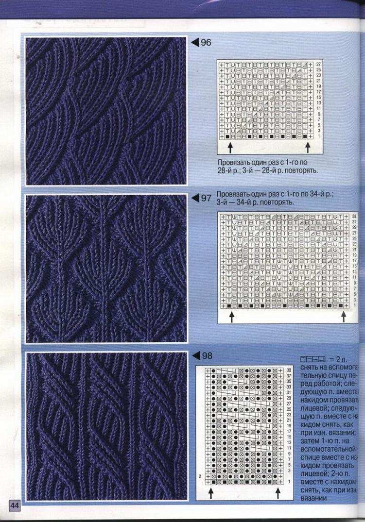 Образцы плотного вязания спицами с описанием и схемами