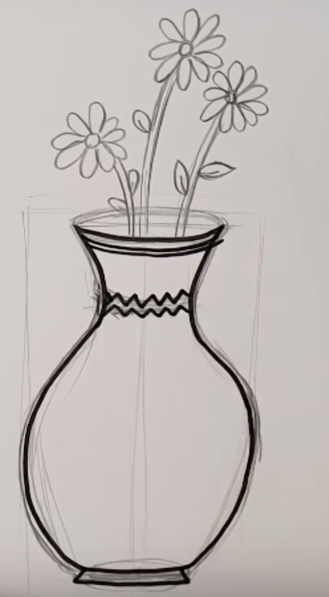 Легкий рисунок цветов в вазе. Рисование вазы. Рисунок вазы. Ваза с рисунком. Ваза для срисовывания.