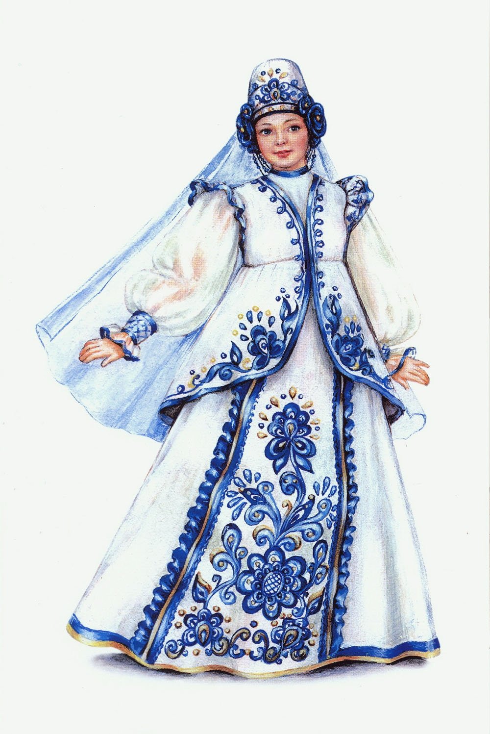 Русский национальный зимний костюм для девочки