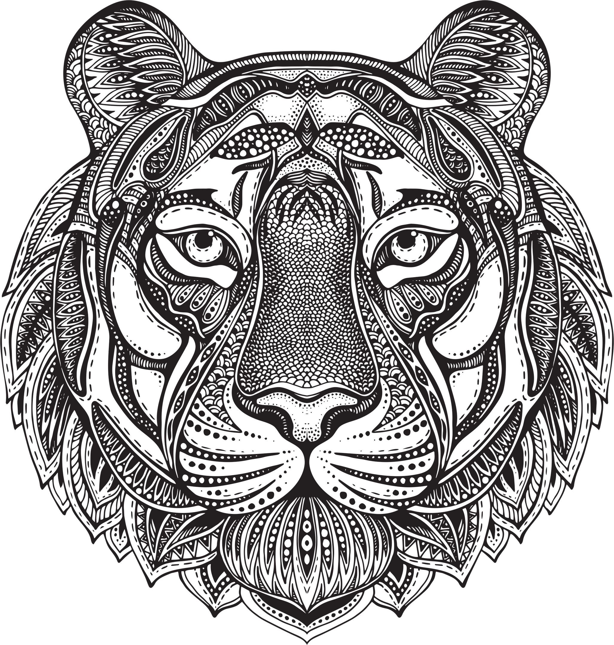Раскраска антистресс тигр