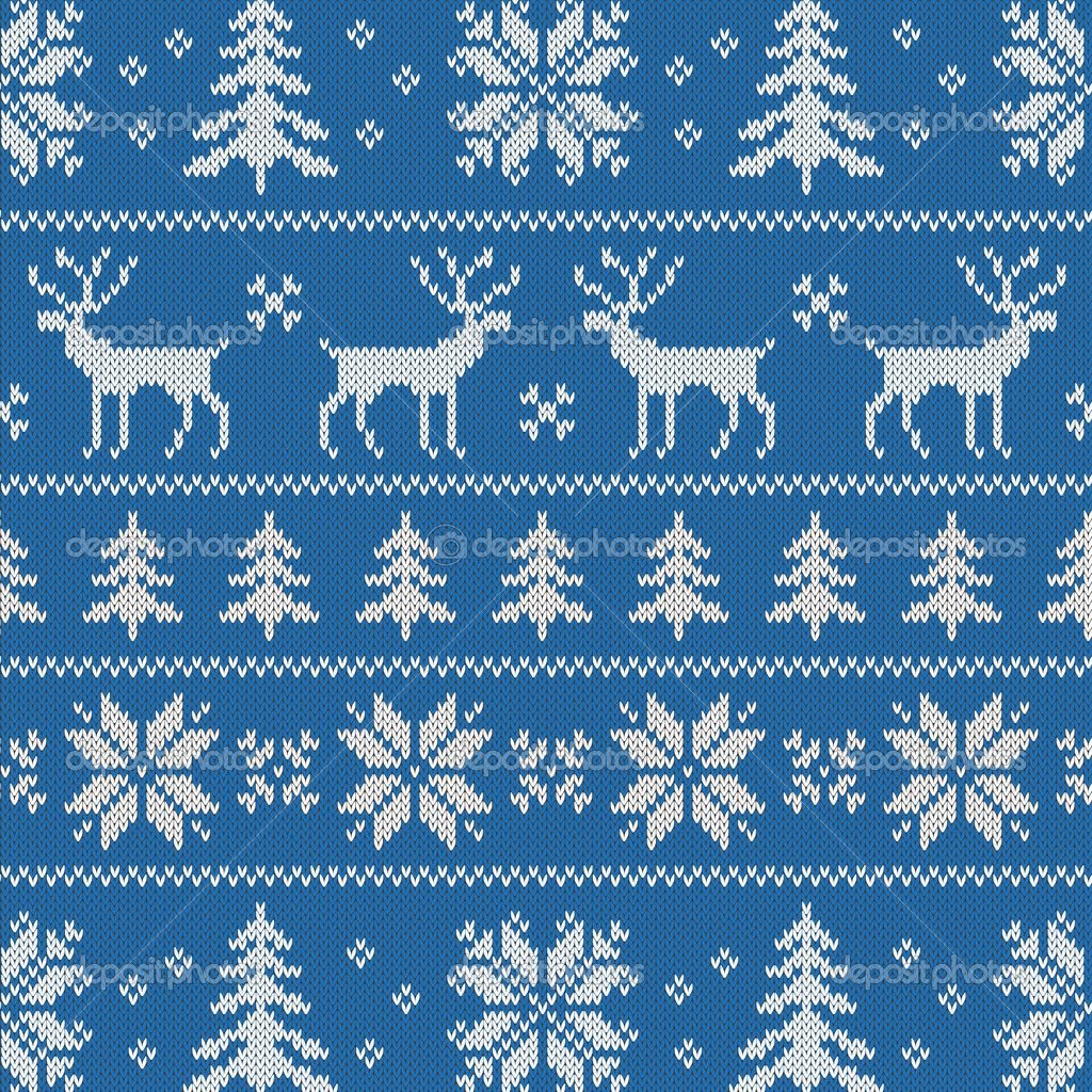 Орнамент с оленями и снежинками