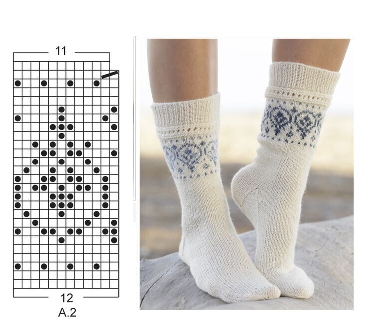 Вязание носков с узорами схемы