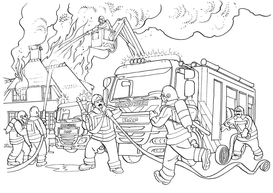 Пожарник раскраска